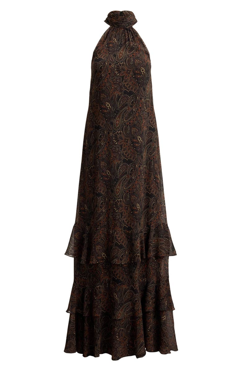 Lauren Ralph Lauren Paisley Crinkle Georgette Cocktail Dress, Alternate, color, Black/ Multi