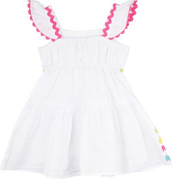 Flutter Sleeve Seersucker Dress & Bloomers Set