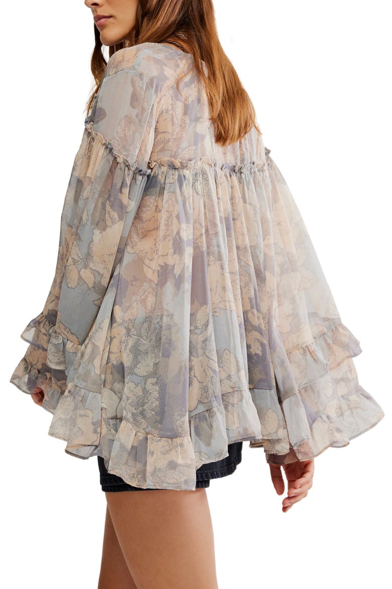 Day Dreaming Ruffle Trim Top, Alternate, color, STONE COMBO