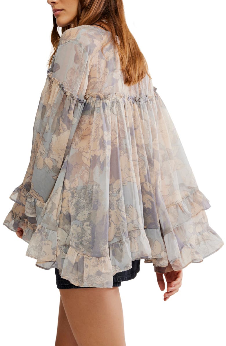 Free People Day Dreaming Ruffle Trim Top, Alternate, color, Stone Combo