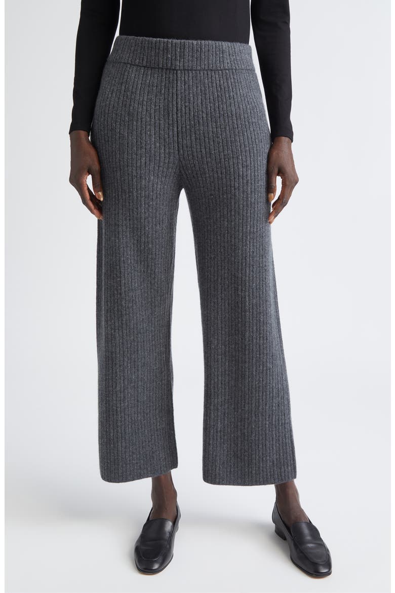 Rib Cashmere Blend Ankle Pants, Main, color, GRAPHITE MELANGE