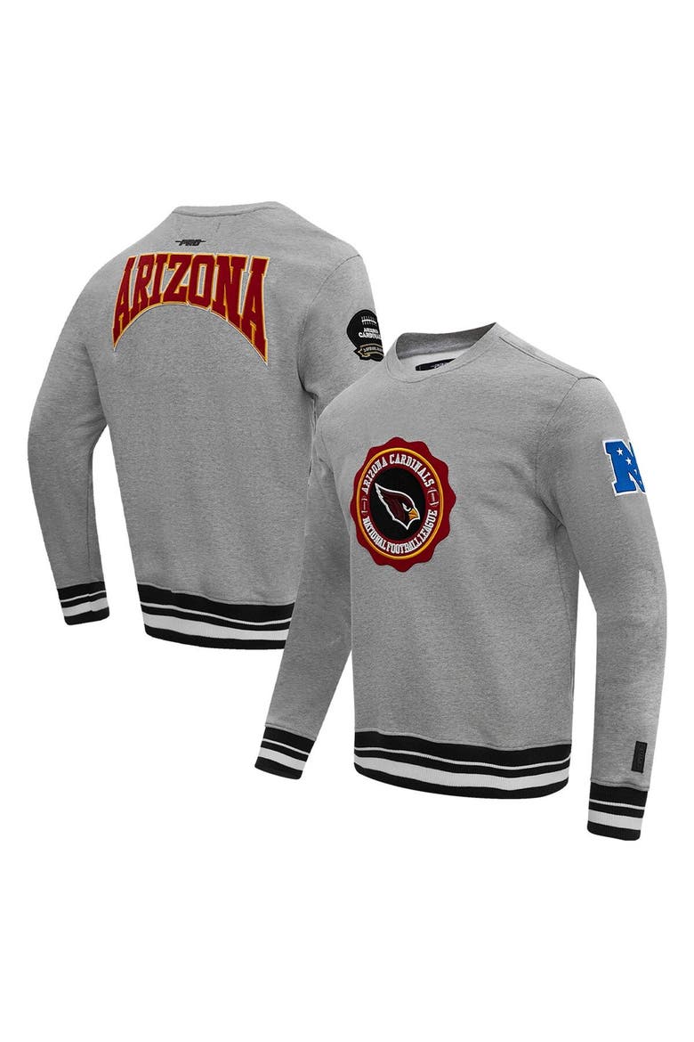 Men's Pro Standard Heather Gray Arizona Cardinals Crest Emblem Pullover Sweatshirt, Main, color, Heather Gray