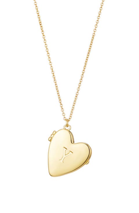 Initial Heart Locket Pendant Necklace