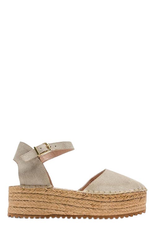 Forever & Always Shoes Viba Leather Espadrille Platform Wedge Sandals in Beige Suede Leather at Nordstrom, Size 8.5
