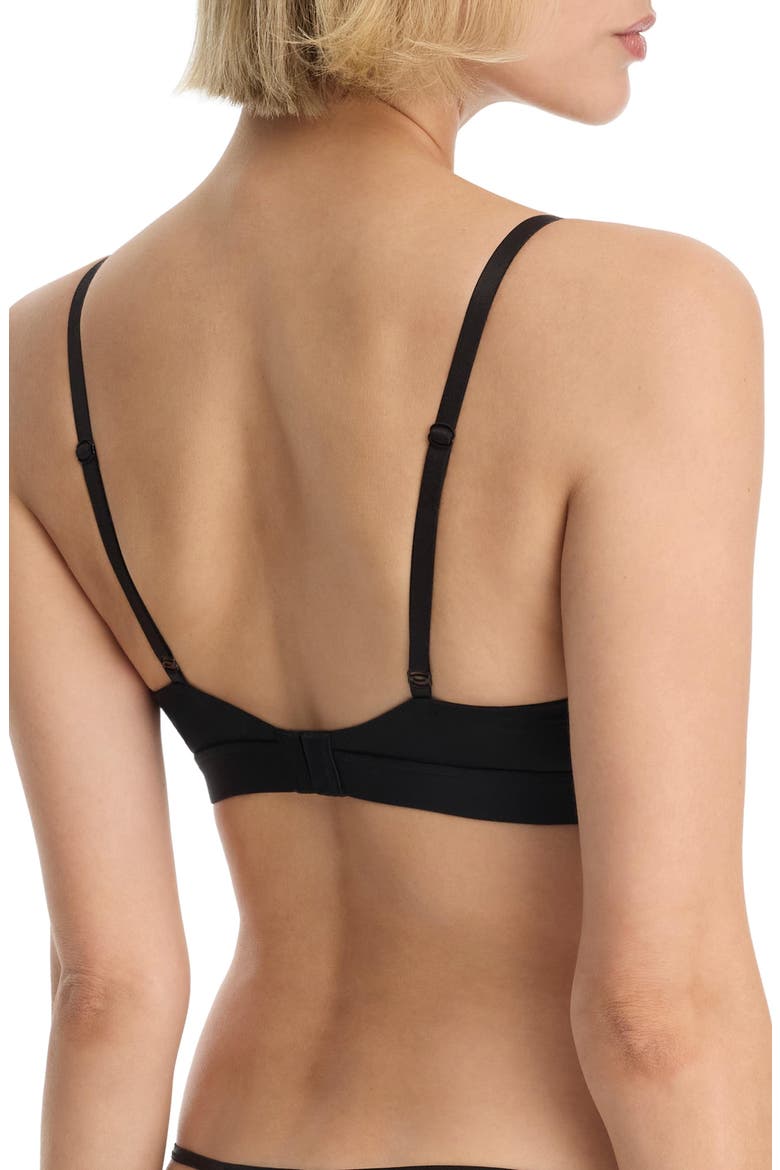 Late Night Faux Leather Triangle Bralette, Alternate, color, Black