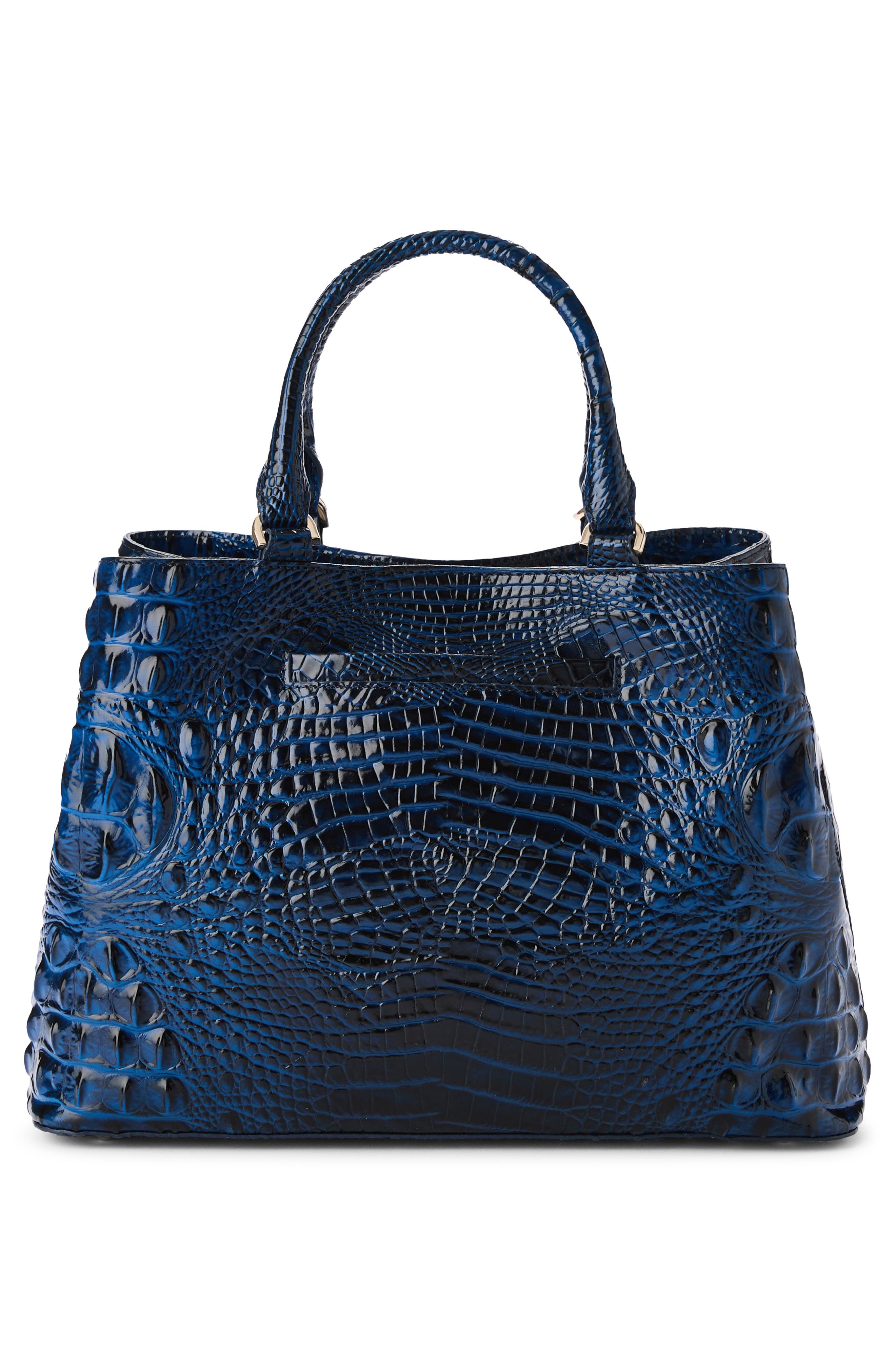 Small Denise Croc Embossed Leather Satchel, Alternate, color, ANCHOR