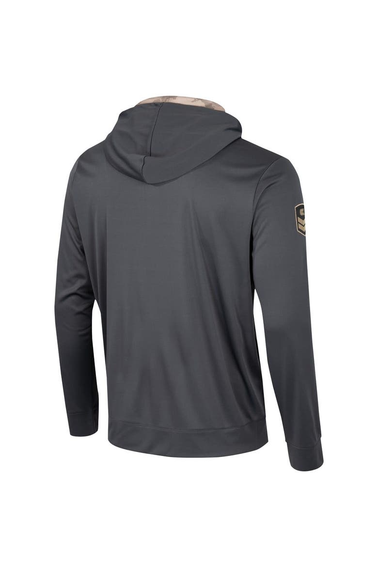 Men's Colosseum Charcoal West Virginia Mountaineers OHT Military Appreciation Long Sleeve Hoodie T-Shirt, Alternate, color, Charcoal