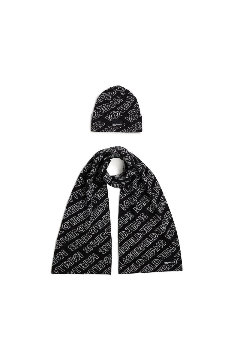 Men's Monogram Scarf & Beanie Gift Set, Alternate, color, Black