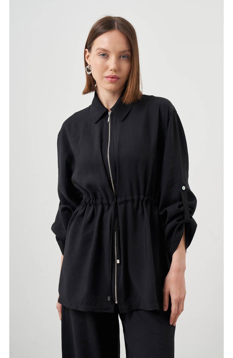 Mizalle Cinched Waist Shirt Jacket, Alternate, color, 