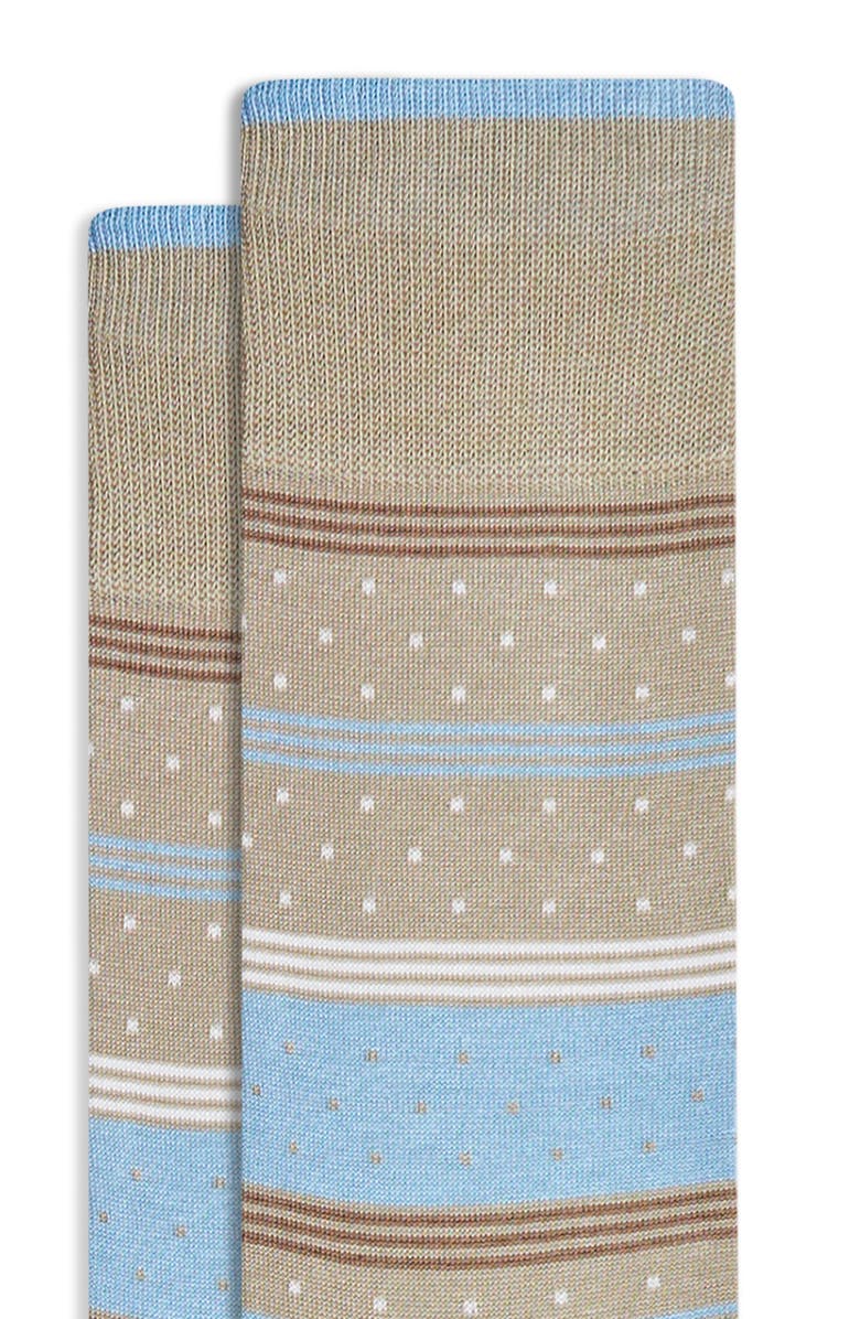 Bugatchi Stripe & Dot Cotton Blend Dress Socks, Alternate, color, 