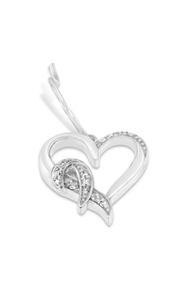 Haus of Brilliance Silver Round Diamond Heart Dangle Earrings, Alternate, color, White