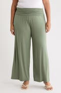 Renee C Foldover Jersey Wide Leg Pants