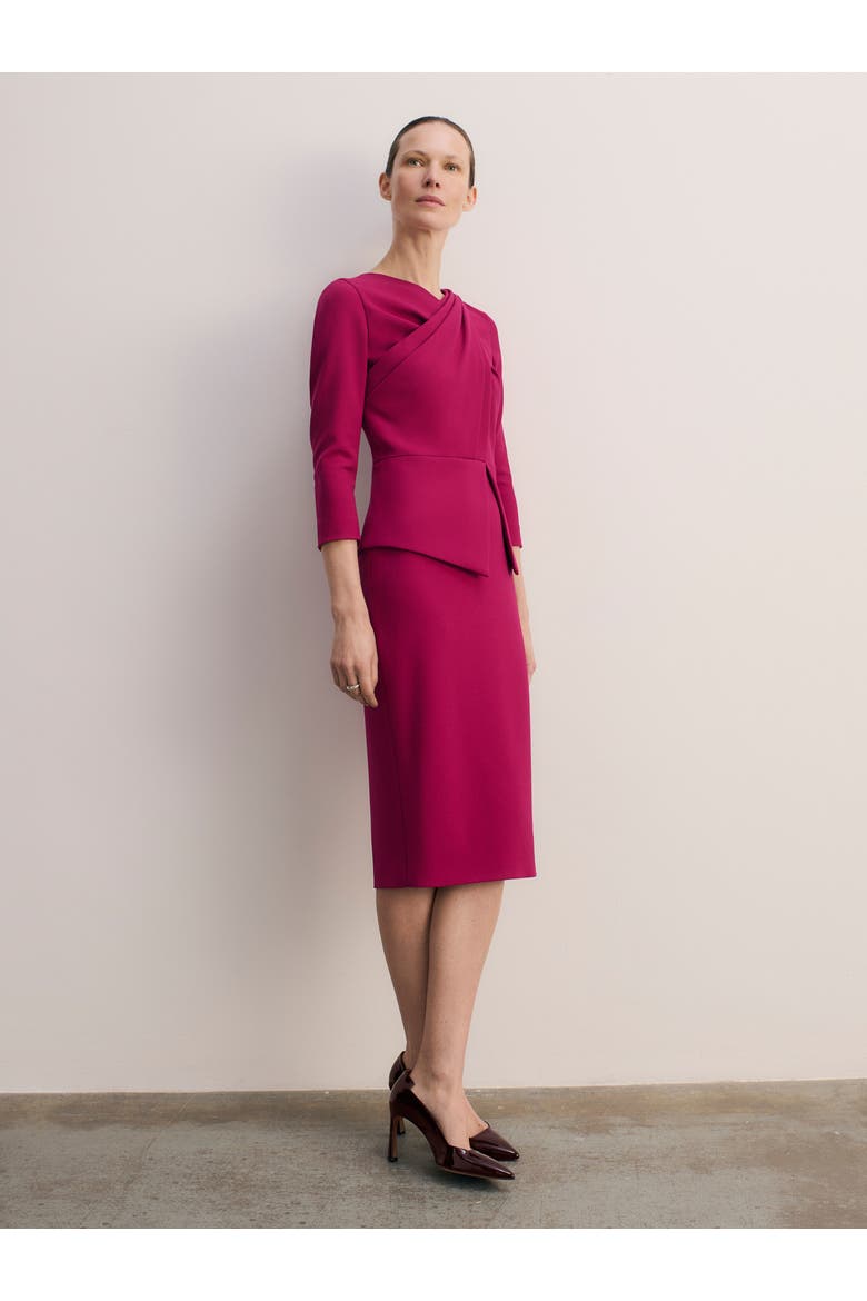 Alina Peplum Midi Dress, Alternate, color, Pink