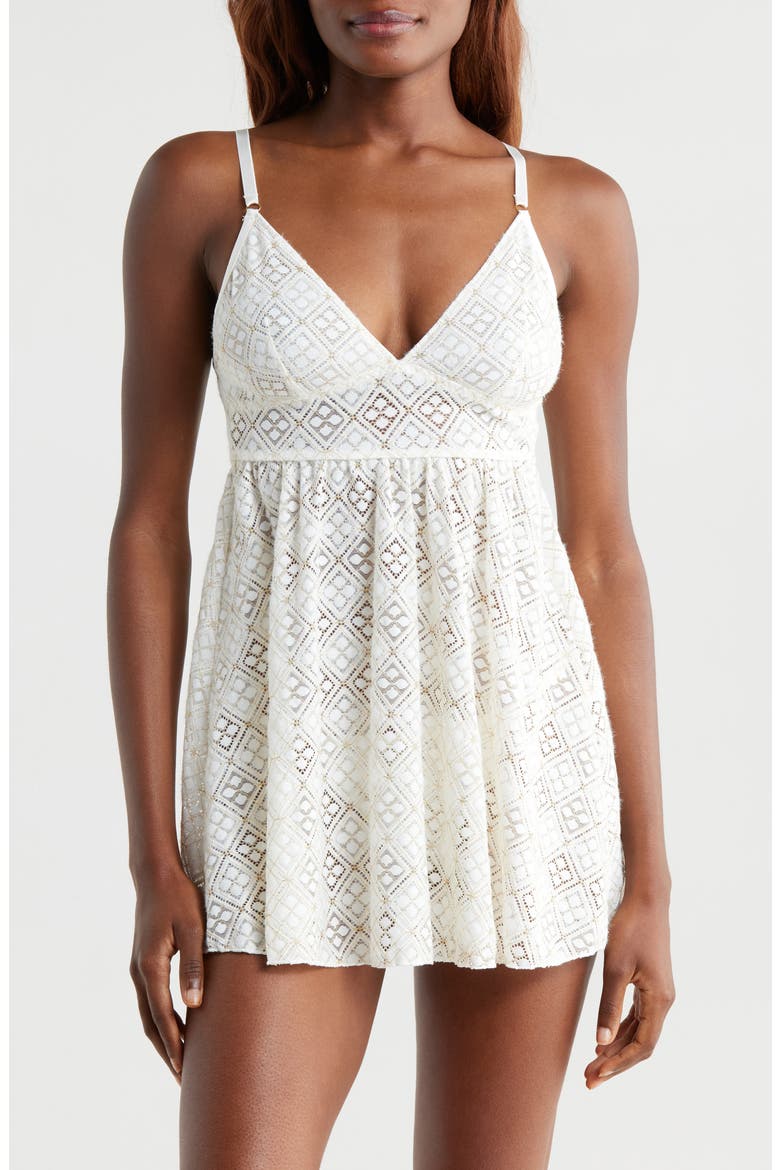 Lace Babydoll Chemise, Main, color, SHELL WHITE