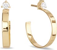 LANA 14K Gold Sunrise Wide Diamond Hoop Earrings