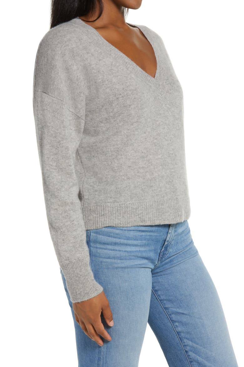 NAADAM V-Neck Cashmere Sweater, Alternate, color, CEMENT