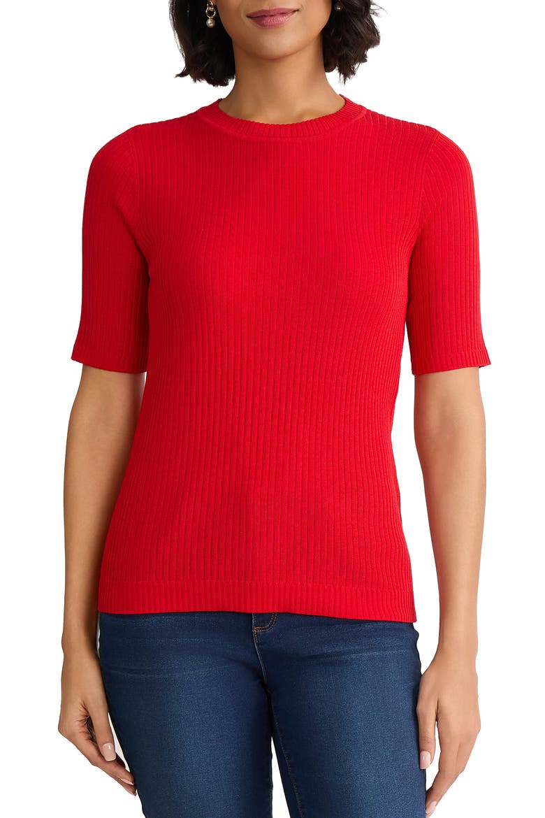 Sutton Crewneck Short Sleeve Sweater, Main, color, ROUGE