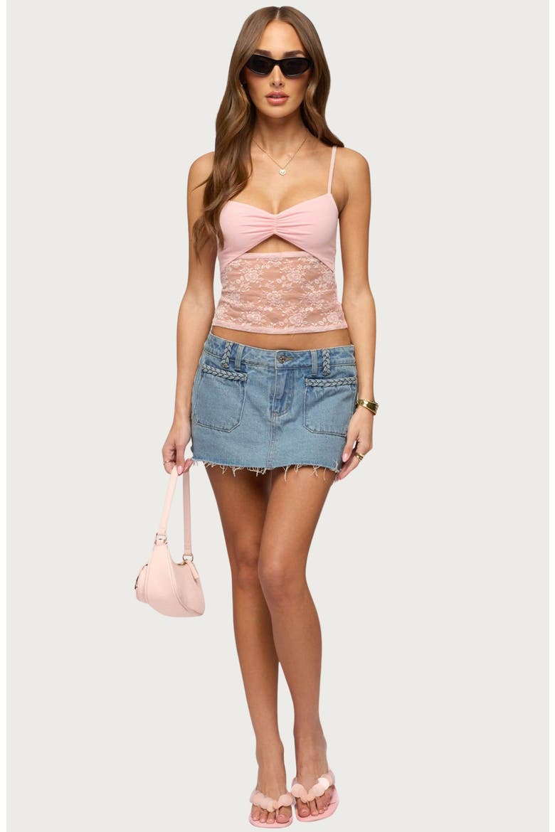 Damarie Sheer Lace Cutout Camisole, Alternate, color, LIGHT-PINK