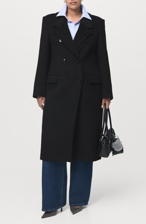 Mango Women's Double-breasted Wool Coat In Black