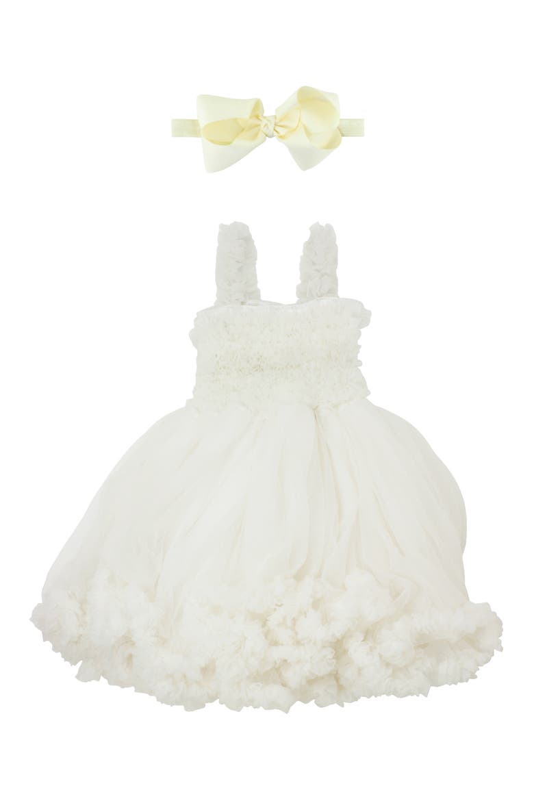 Raspberry Pettidress & Bow Head Wrap Set, Main, color, WHITE