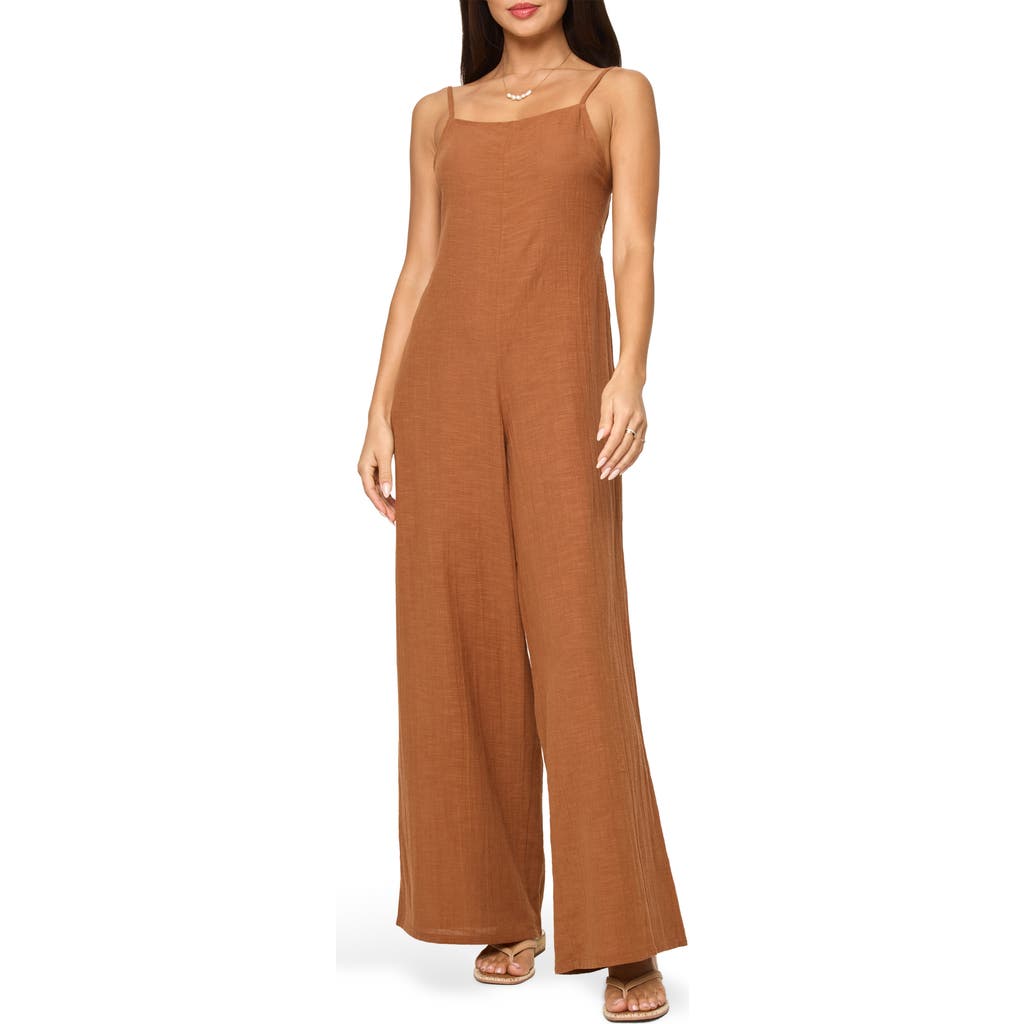 L*space Lspace Jaida Open Back Cotton Cover-up Jumpsuit In Brown