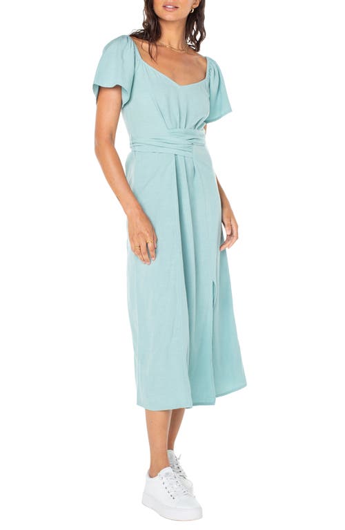 Roxy Bungalow Bliss Tie Back Midi Dress In Aquifer Solid