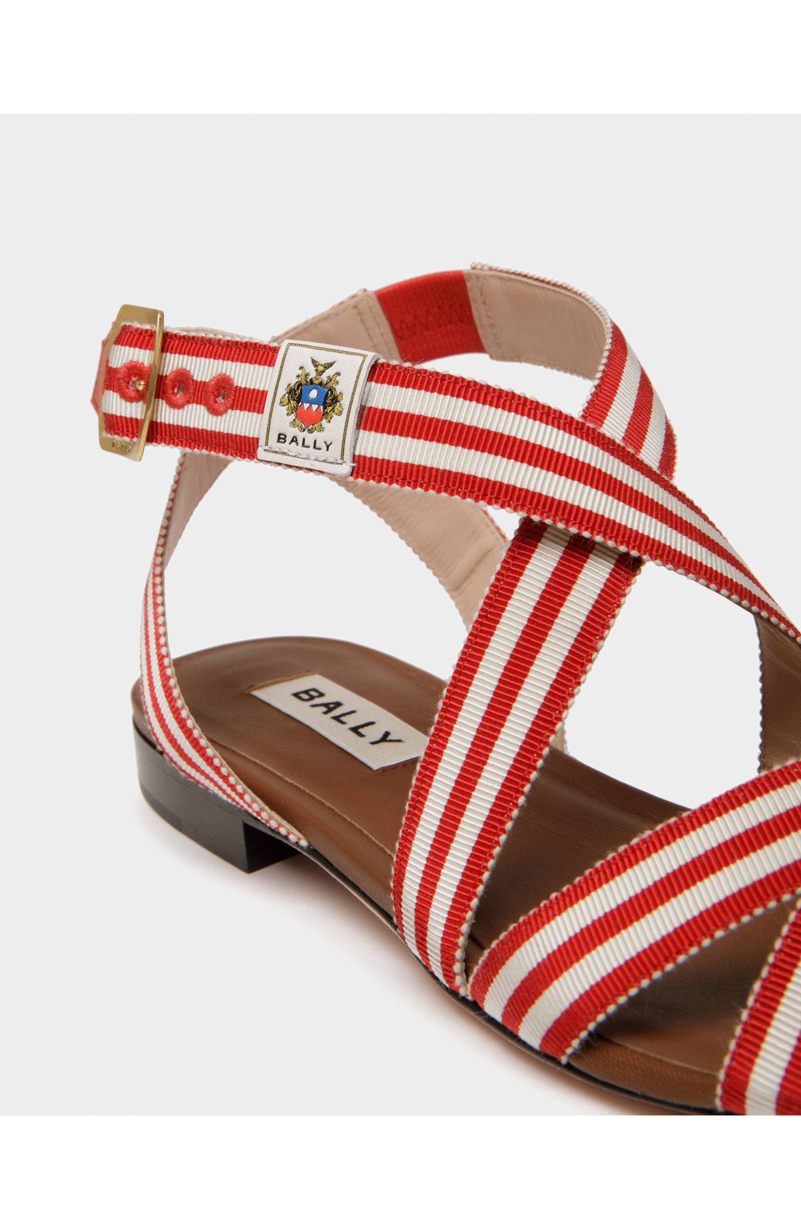 Bally Sylt Flat Sandal, Alternate, color, Red