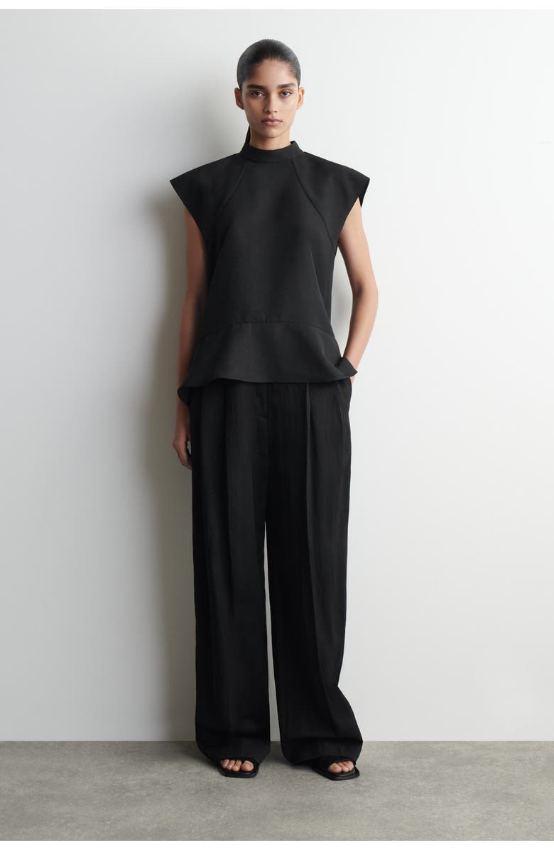 COS Sculpted Turtleneck Top, Alternate, color, Black