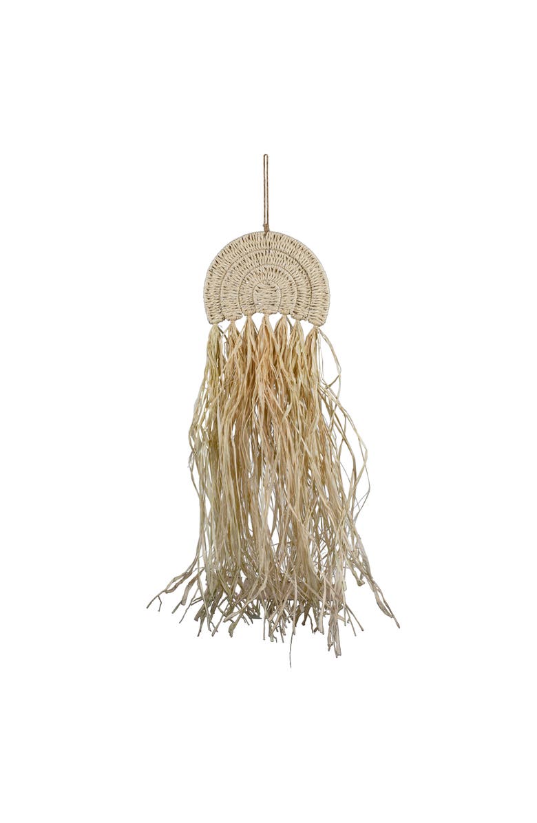 Foreside Home and Garden Harmony Arch Hanging Accent Seagrass & Raffia, Main, color, Beige