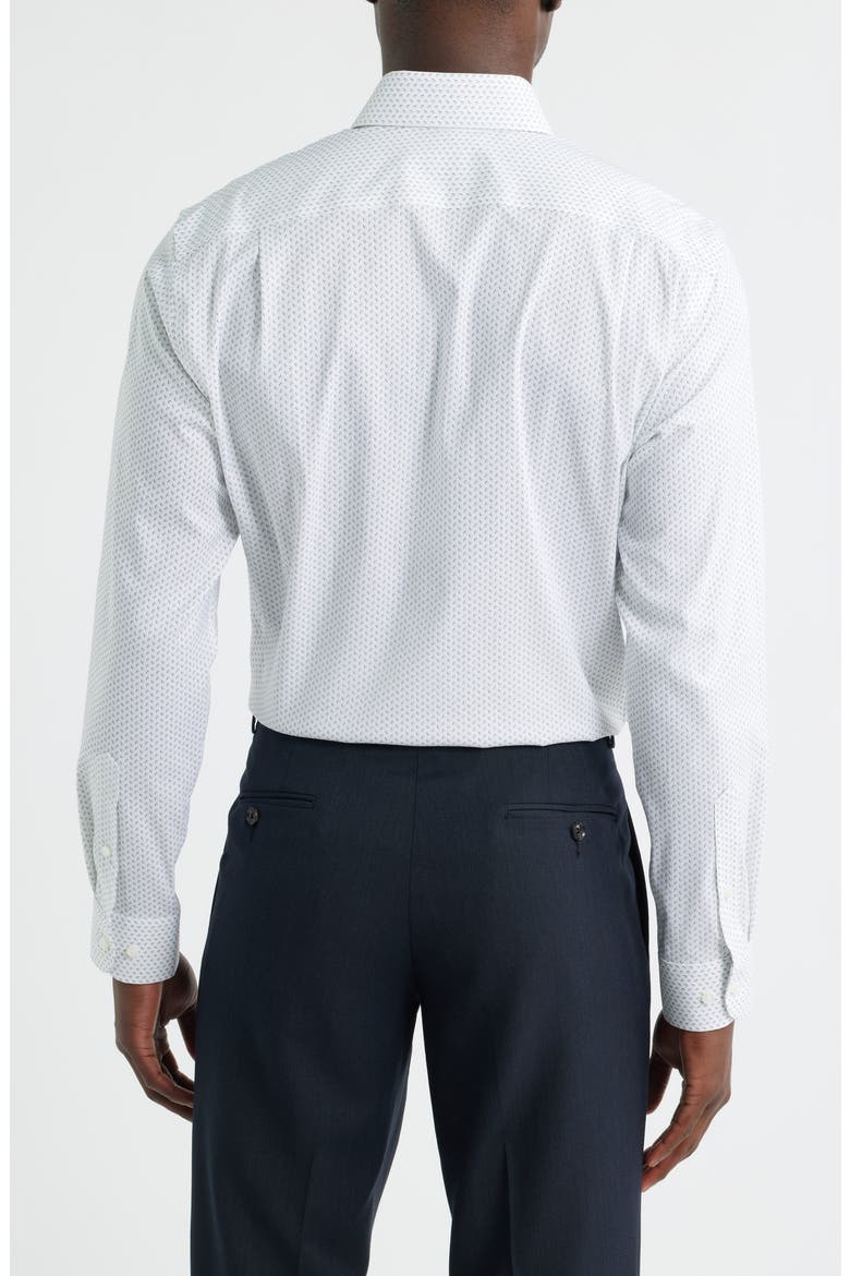 Trim Fit Patterned Premium Performance Twill Dress Shirt, Alternate, color, GREY DIAMOND GEO