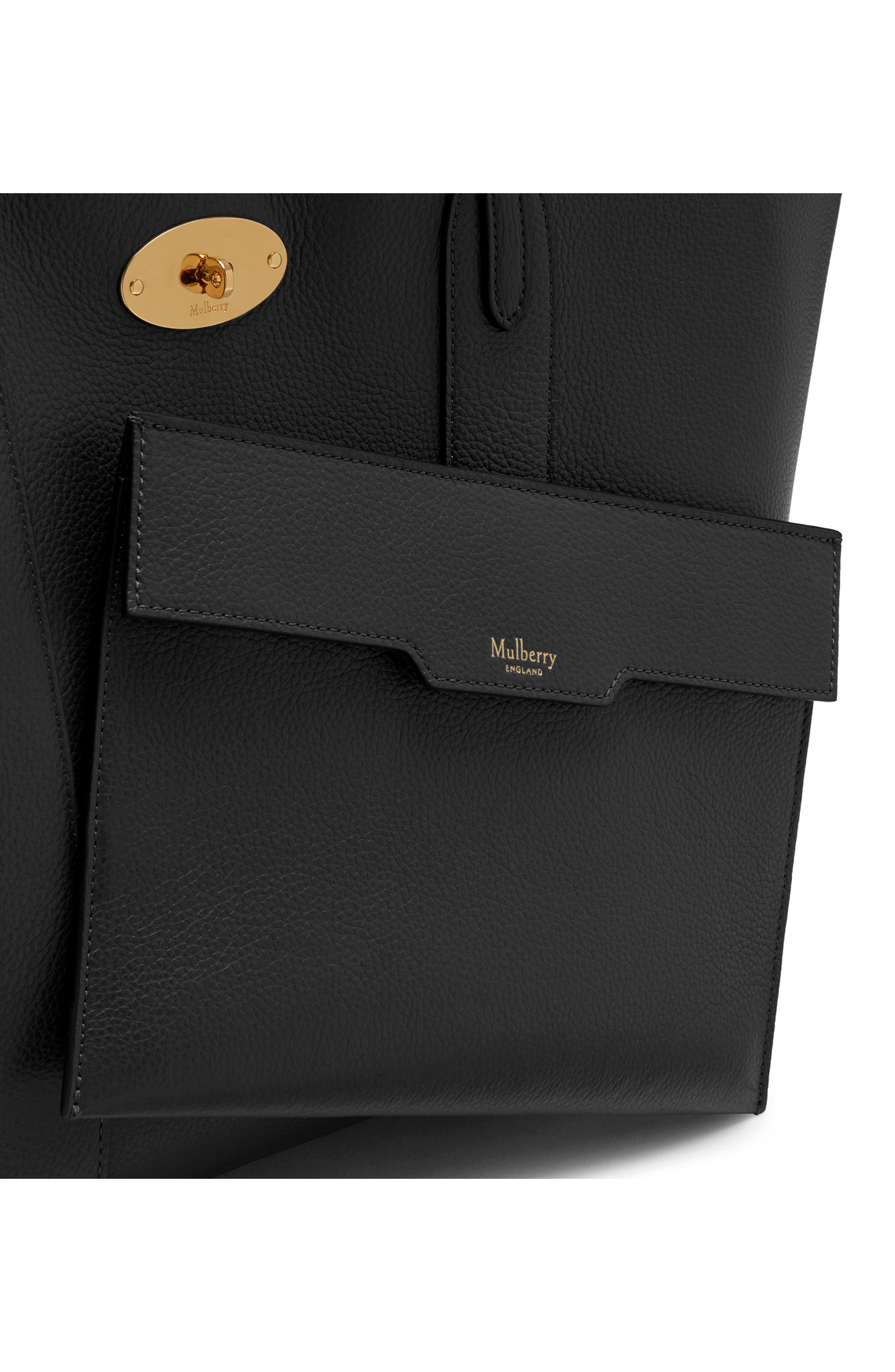 Mulberry Bayswater Leather Tote, Alternate, color, Black/ Oak