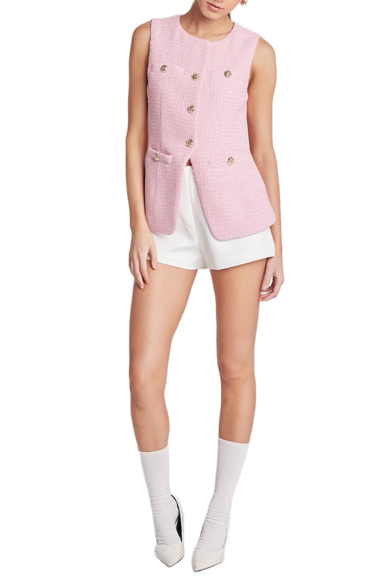 Longline Tweed Vest, Alternate, color, PINK