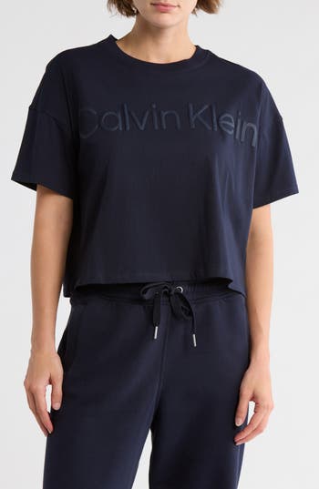 Calvin Klein Performance Puff Print Logo T-shirt In Blue