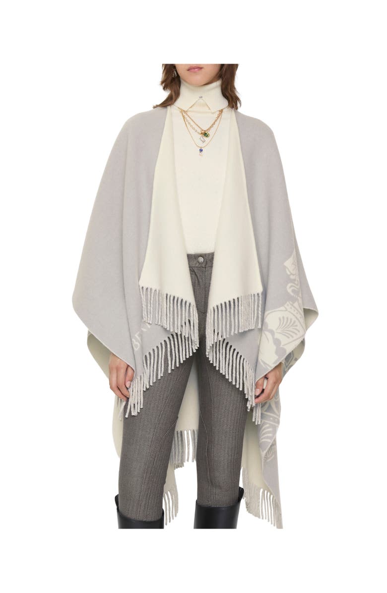 Burberry EKD Wool Cashmere Cape, Alternate, color, Pigeon Grey