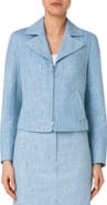 Akris punto Sparkle Cotton Stretch Denim Zip Jacket
