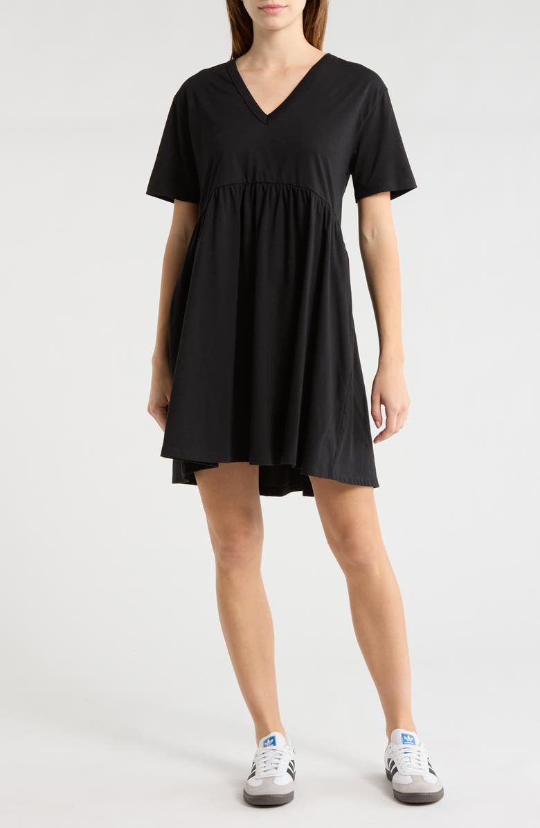 Melrose and Market Short Sleeve Knit Swing Dress, Main, color, Black