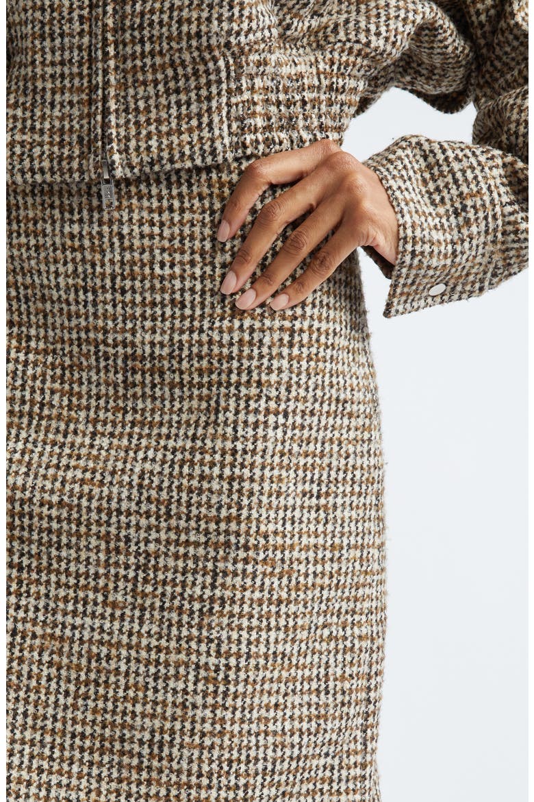 Cara Houndstooth Pencil Skirt, Alternate, color, CREAM/BROWN