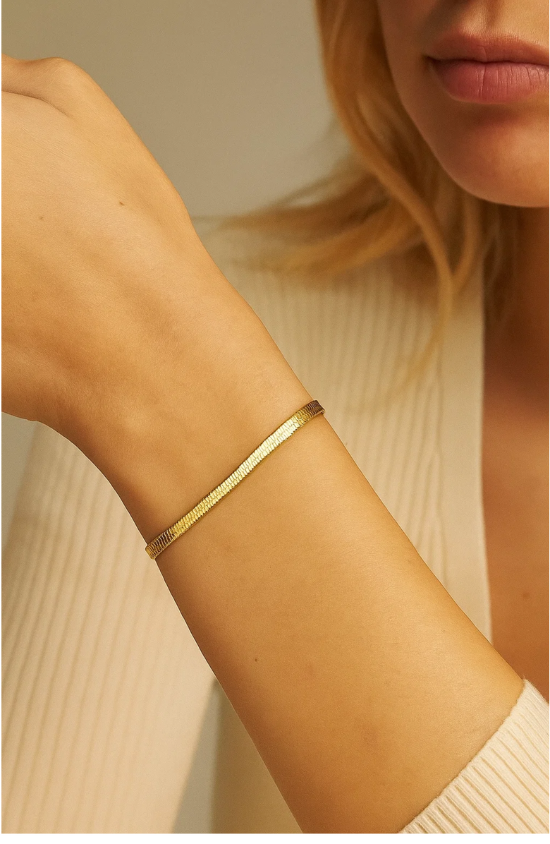 Hollywood Sensation Chic Adjustable Gold Snake Chain Bracelet, Alternate, color, Gold