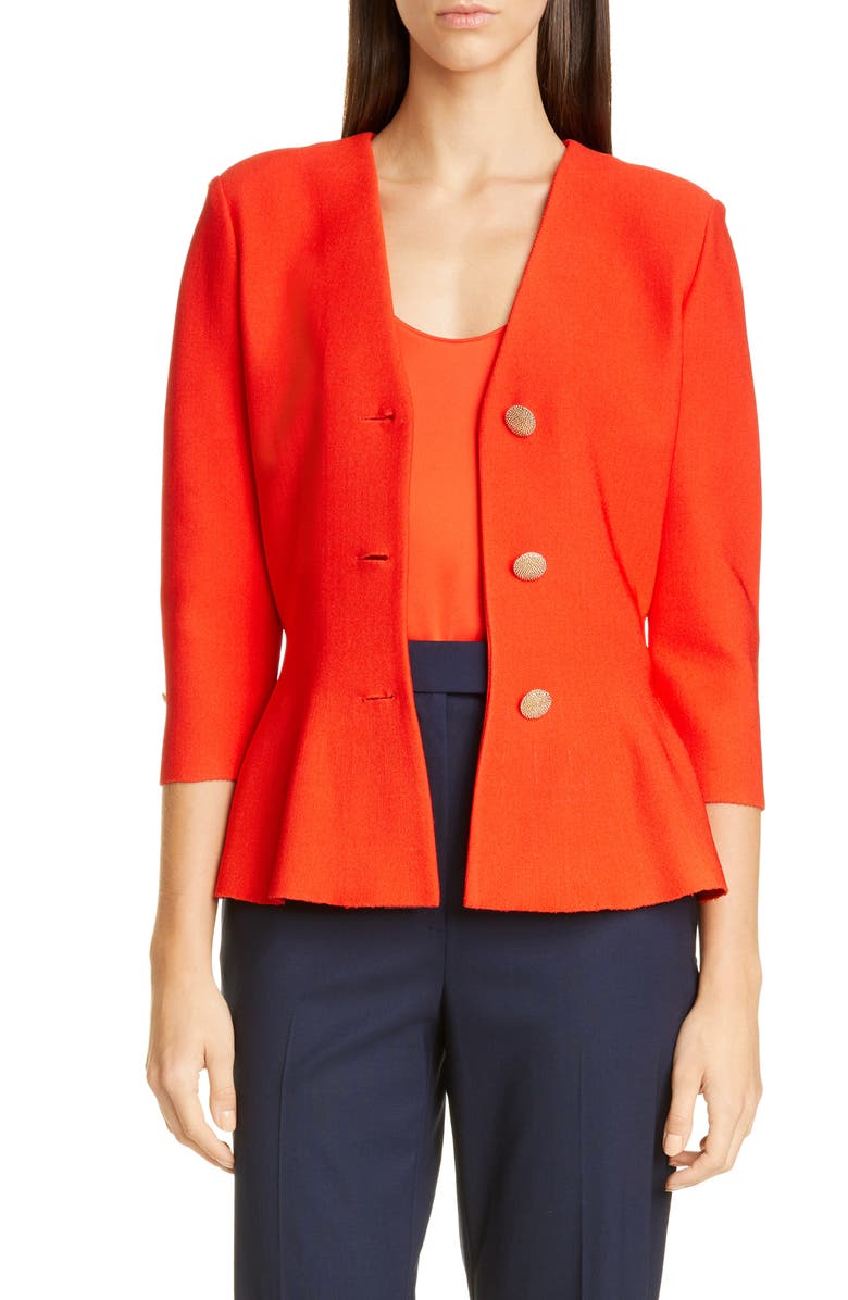 St. John Evening Sculptural Milano Cardigan, Main, color, 