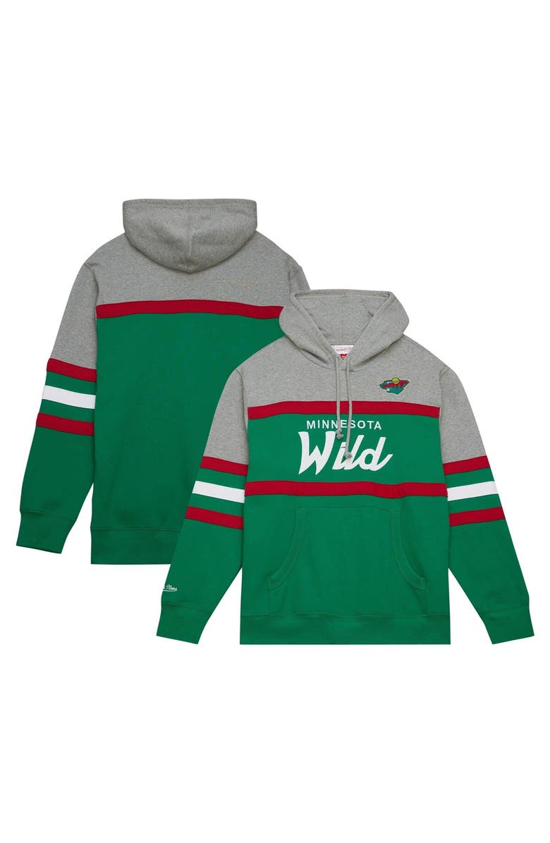 Mitchell & Ness Men's Mitchell & Ness Green/Gray Minnesota Wild Head Coach Pullover Hoodie, Main, color, Green