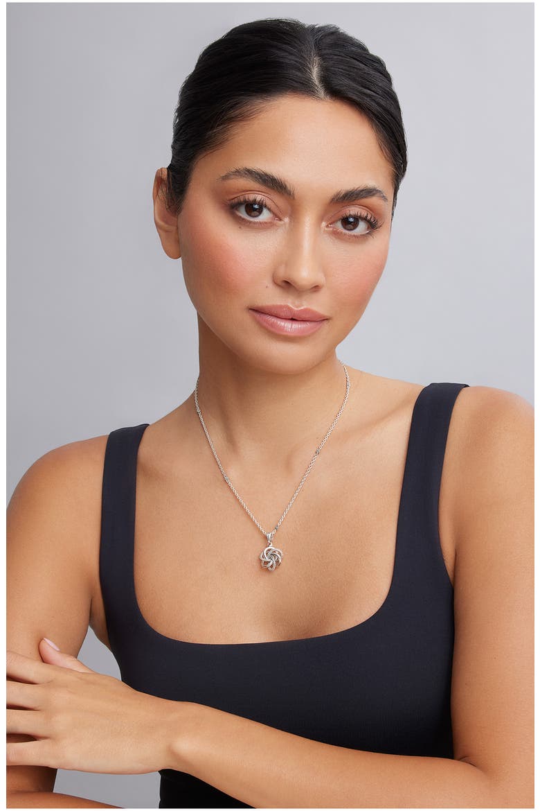 Love Knot Pendant Necklace, Alternate, color, STERLING SILVER