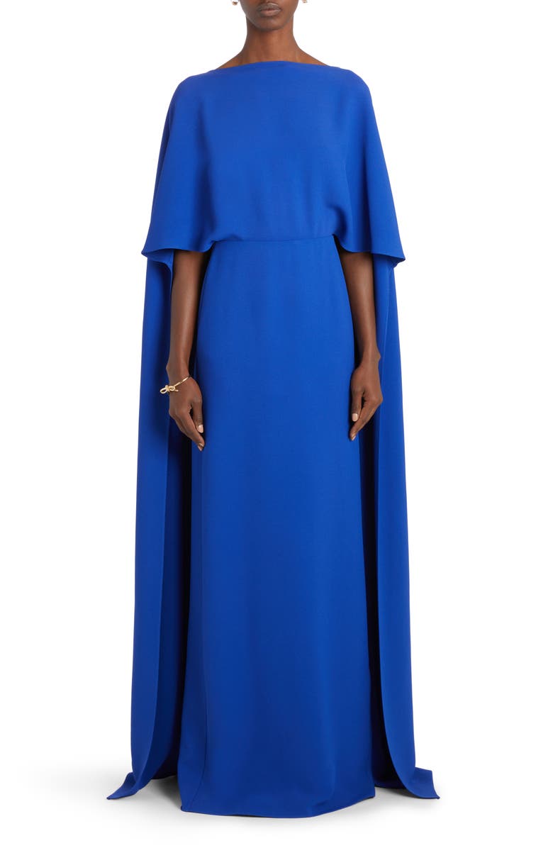 Valentino Garavani Silk Cape Gown, Main, color,