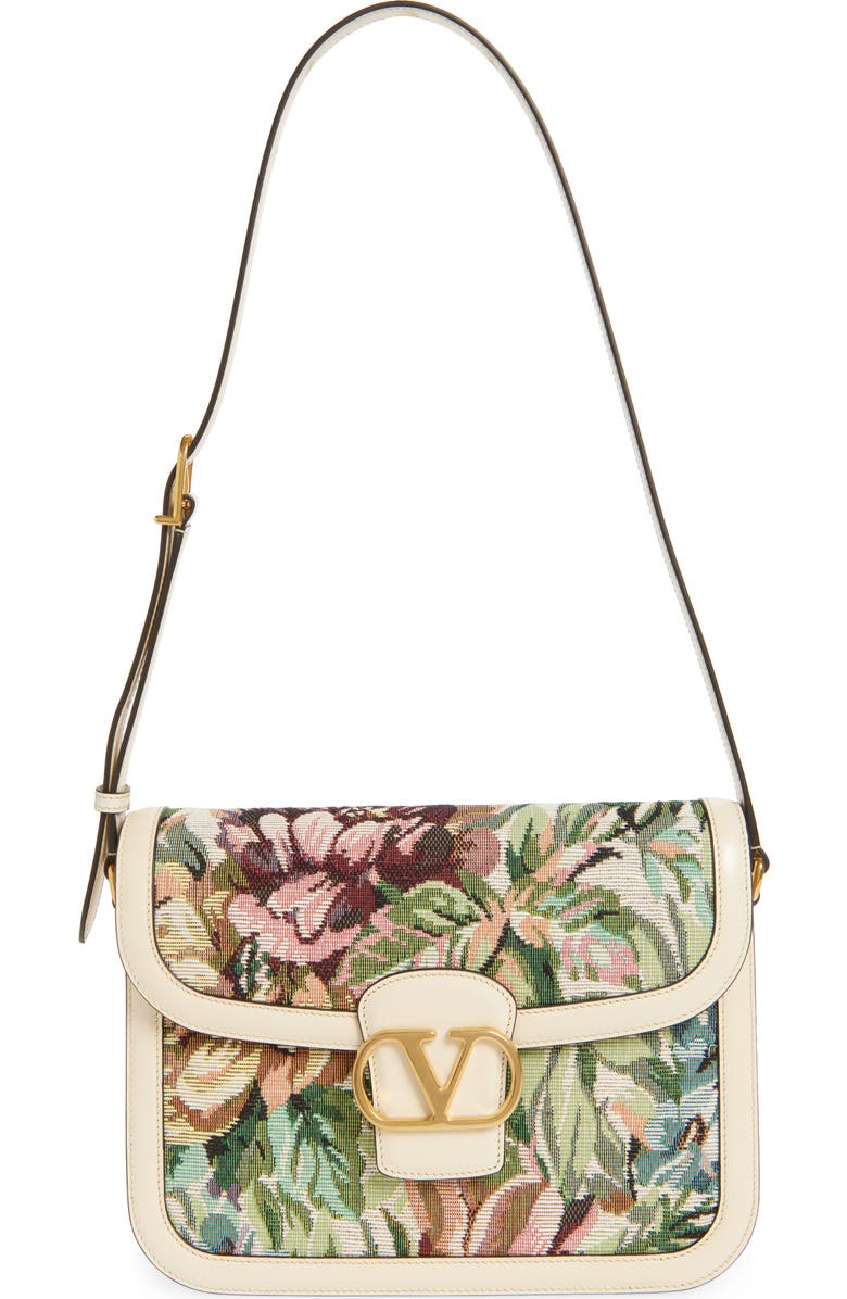 Valentino Garavani 9TO5 Embroidered Jacquard Shoulder Bag, Main, color,