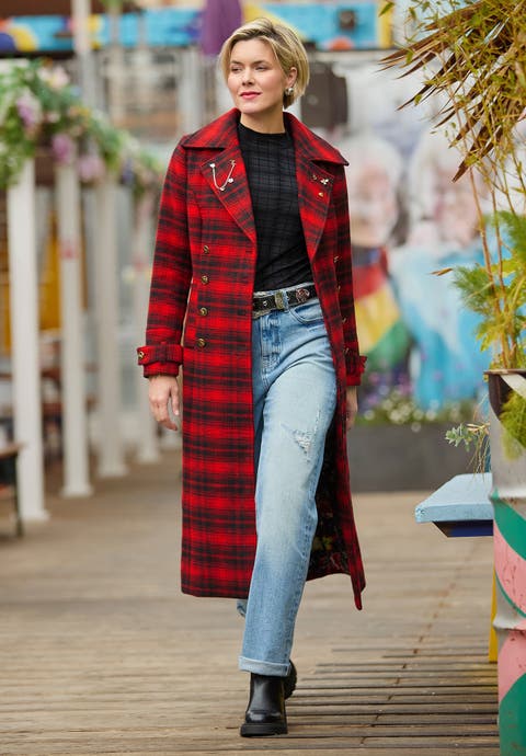 Wool Blend Double Breasted Coat (plus)