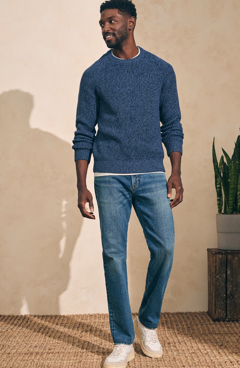 Faherty Marled Crewneck Cotton & Cashmere Sweater, Alternate, color, 