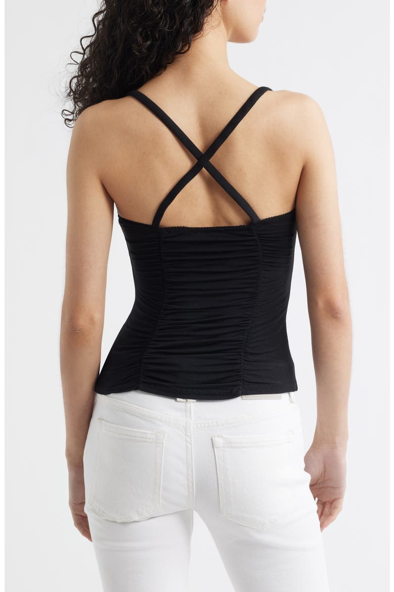 Shimmer Shimmer Ruched Crossback Camisole, Alternate, color, BLACK