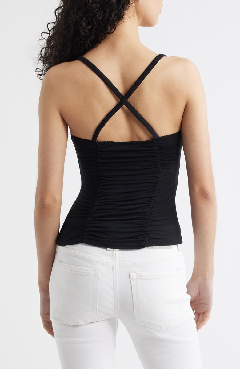 Free People Shimmer Shimmer Ruched Crossback Camisole, Alternate, color, Black