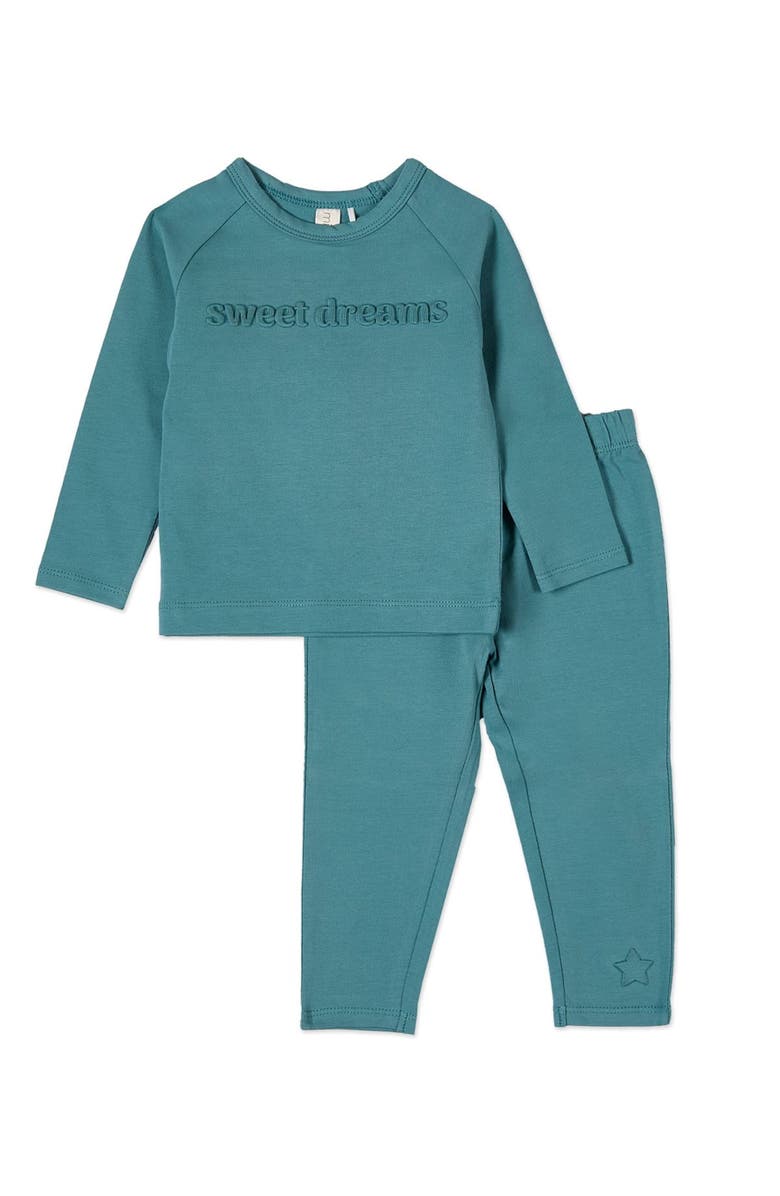 MiniMoi Sweet Dreams Cotton Fleece 3D Embossed Pajama Set, Main, color, Arctic