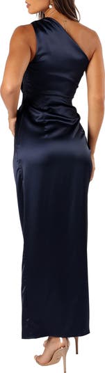 Nadia One-Shoulder Satin Maxi Dress