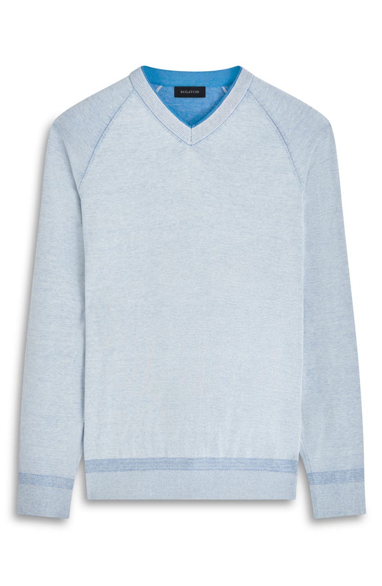 Bugatchi Cotton & Silk V-Neck Sweater, Alternate, color, Classic Blue